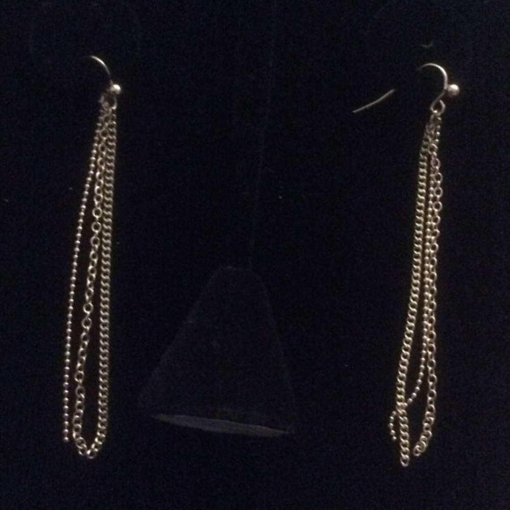 New Pierced Fringe Goldtone Long Post Earrings